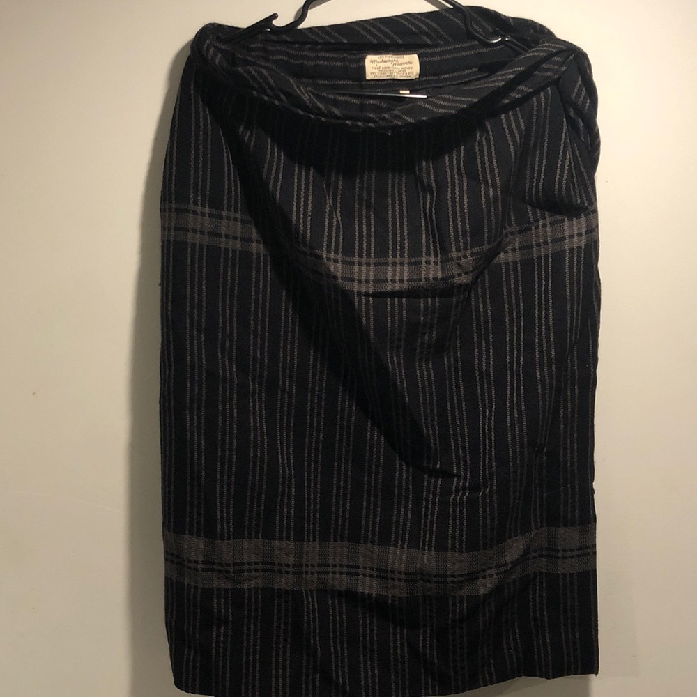 Vintage Les Tisserands Madawaska Weavers Hand Woven Wool Black Gray Skirt 28”